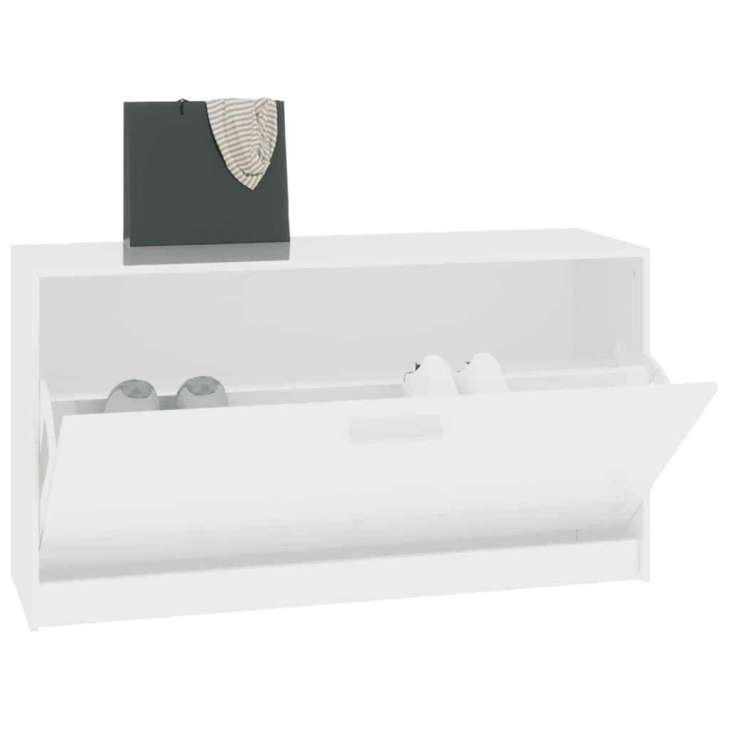 Panca Porta Scarpe Bianco Lucido 80x24x45 cm Legno Multistrato