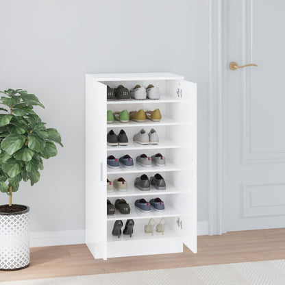 Scarpiera Bianco Lucido 55x35x108 cm in Legno Multistrato