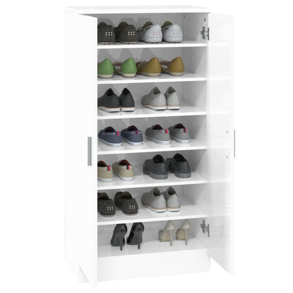 Scarpiera Bianco Lucido 55x35x108 cm in Legno Multistrato