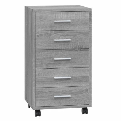 Cassettiera con Ruote grigio sonoma in Legno Multistrato