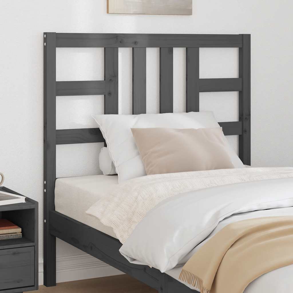 Testiera per Letto Grigia 96x4x100 cm in Legno Massello di Pino