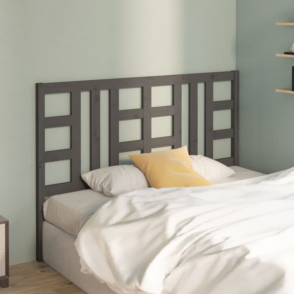 Testiera per Letto Grigia 146x4x100 cm Legno Massello di Pino