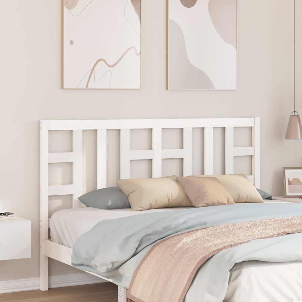 Testiera per Letto Bianca 156x4x100 cm Legno Massello di Pino