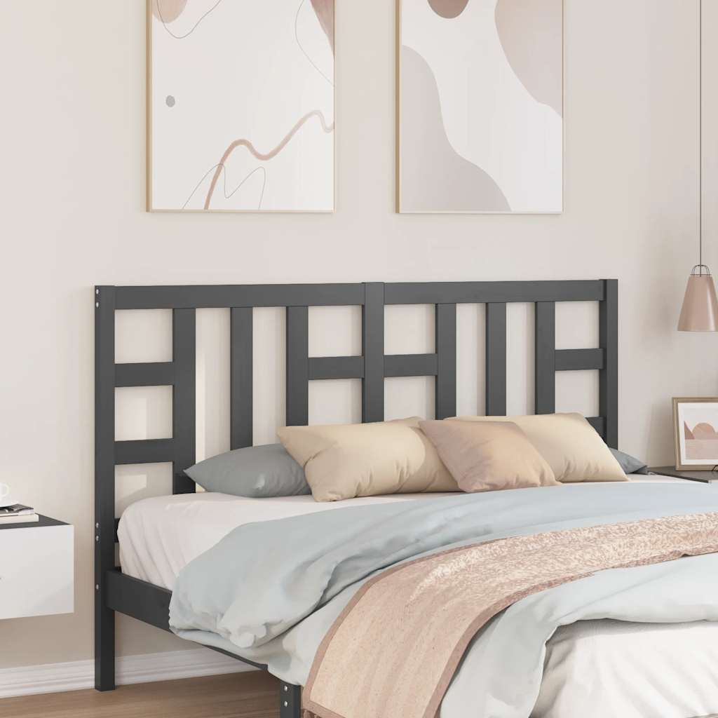 Testiera per Letto Grigia 166x4x100cm in Legno Massello di Pino