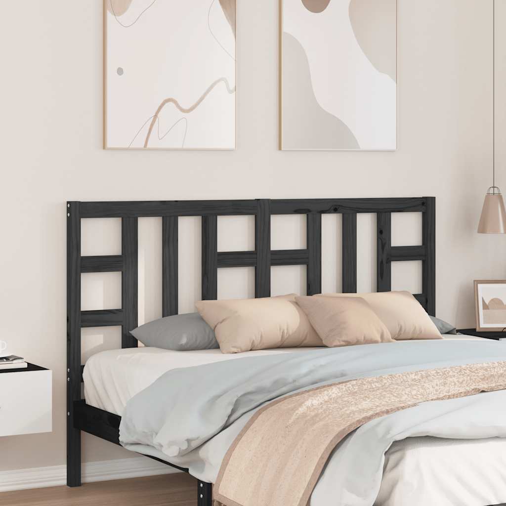 Testiera per Letto Nera 166x4x100 cm in Legno Massello di Pino