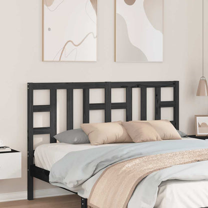 Testiera per Letto Nera 166x4x100 cm in Legno Massello di Pino