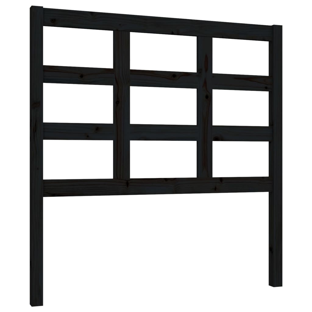 Testiera per Letto Nera 95,5x4x100 cm in Legno Massello di Pino