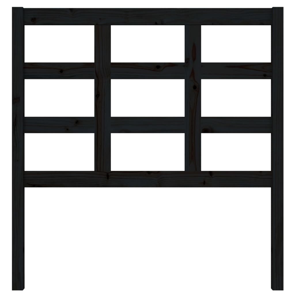 Testiera per Letto Nera 95,5x4x100 cm in Legno Massello di Pino