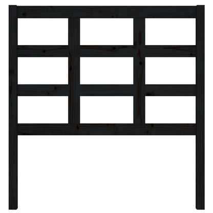 Testiera per Letto Nera 95,5x4x100 cm in Legno Massello di Pino