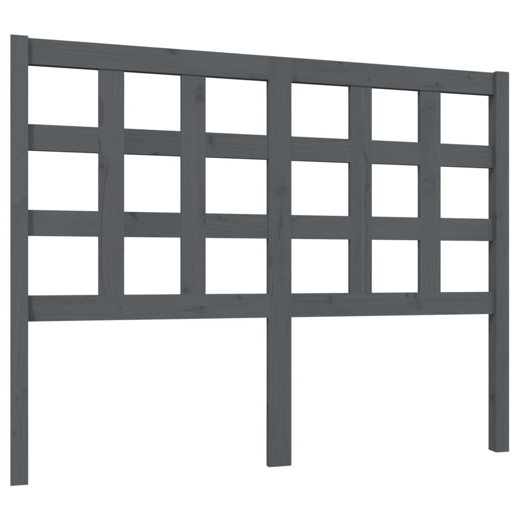 Testiera per Letto Grigia 125,5x4x100 cm Legno Massello di Pino