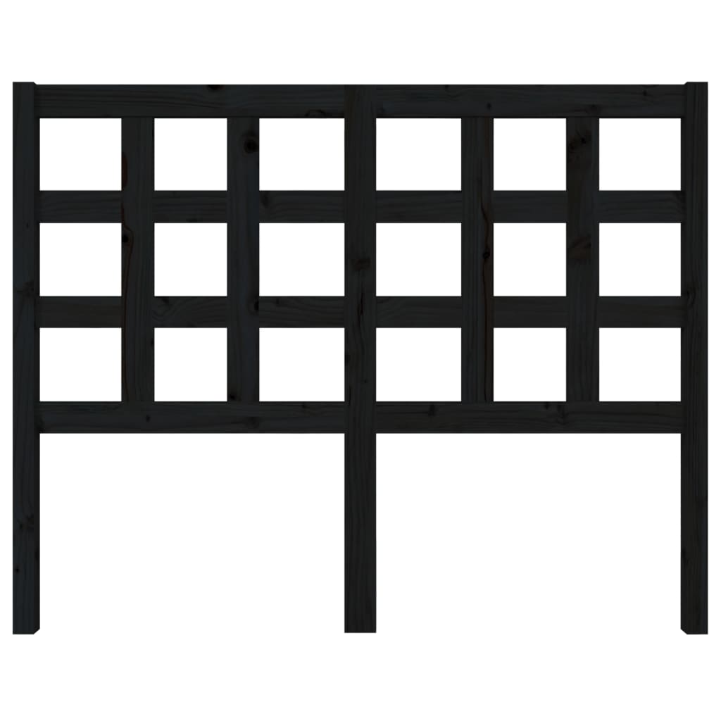 Testiera per Letto Nera 125,5x4x100cm in Legno Massello di Pino