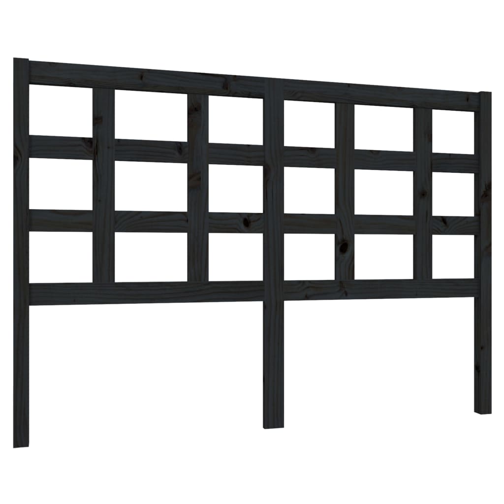Testiera per Letto Nera 140,5x4x100cm in Legno Massello di Pino