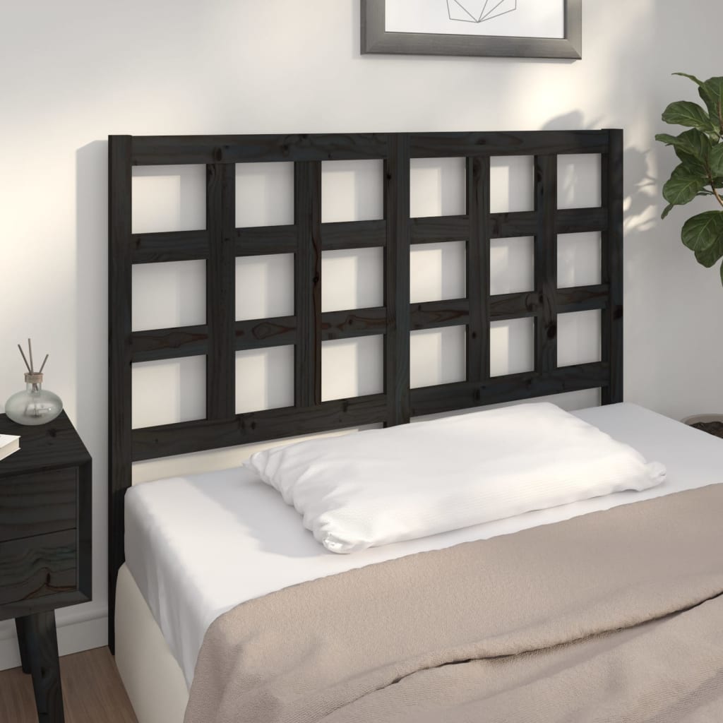 Testiera per Letto Nera 140,5x4x100cm in Legno Massello di Pino