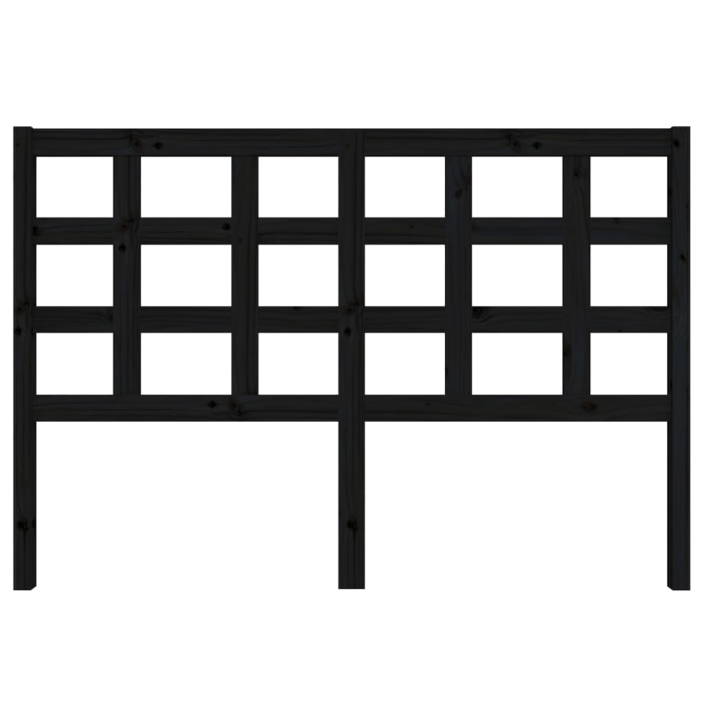 Testiera per Letto Nera 145,5x4x100cm in Legno Massello di Pino