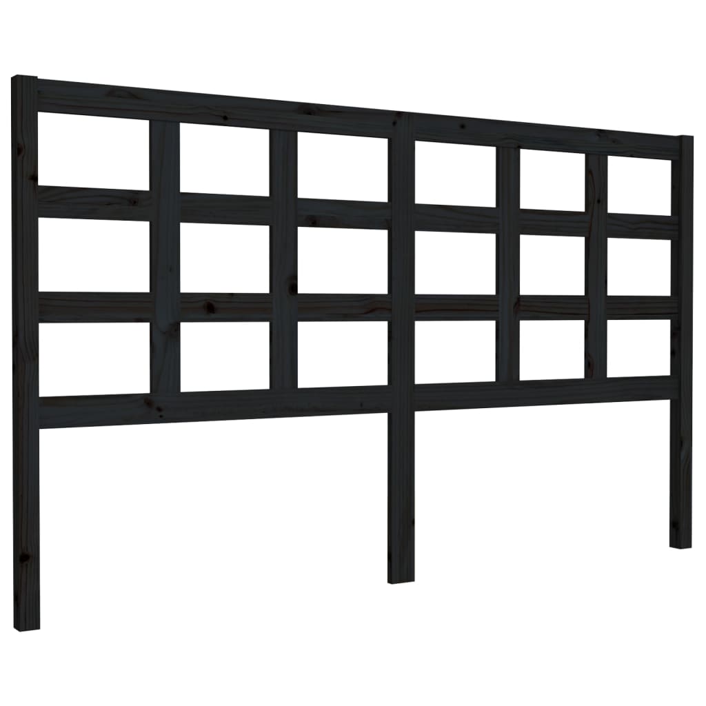 Testiera per Letto Nera 165,5x4x100cm in Legno Massello di Pino