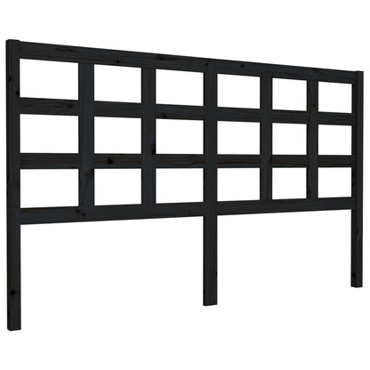 Testiera per Letto Nera 165,5x4x100cm in Legno Massello di Pino