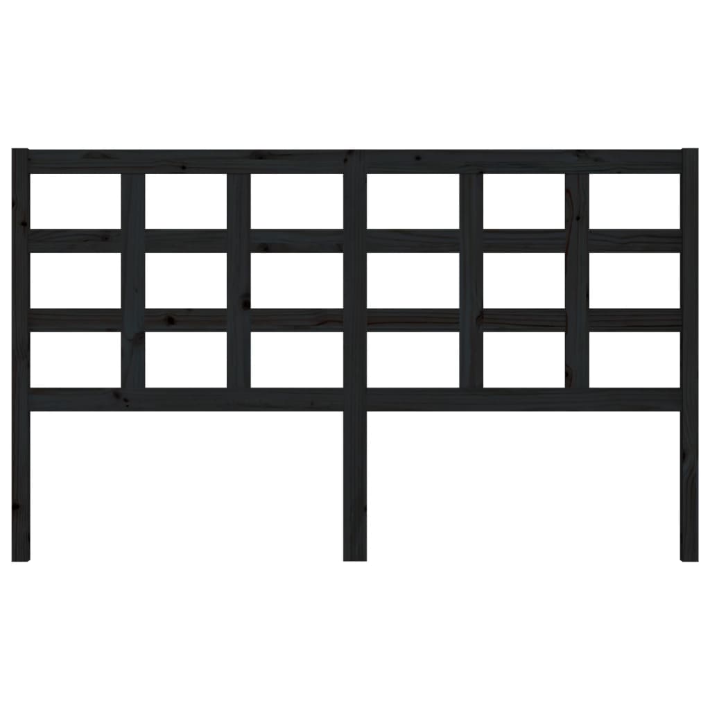 Testiera per Letto Nera 165,5x4x100cm in Legno Massello di Pino