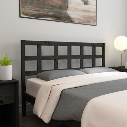 Testiera per Letto Nera 165,5x4x100cm in Legno Massello di Pino