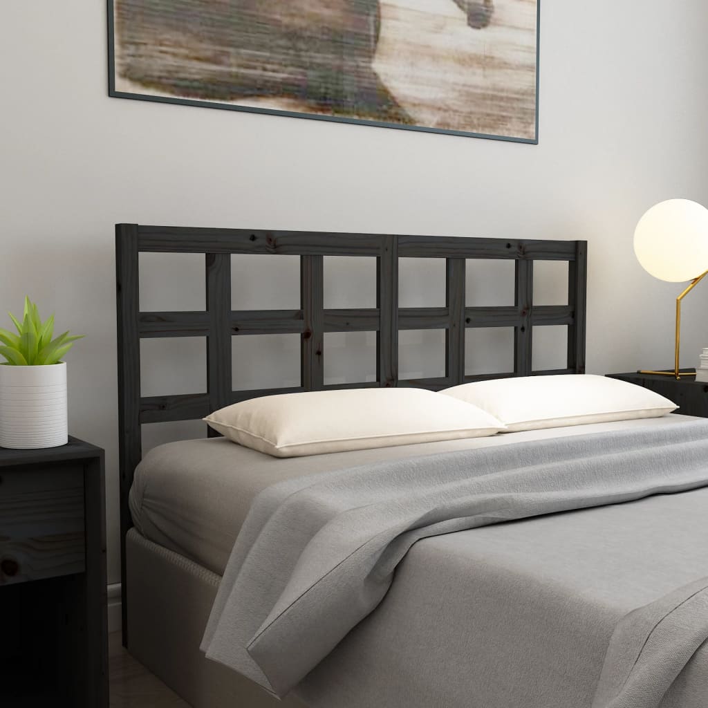 Testiera per Letto Nera 165,5x4x100cm in Legno Massello di Pino