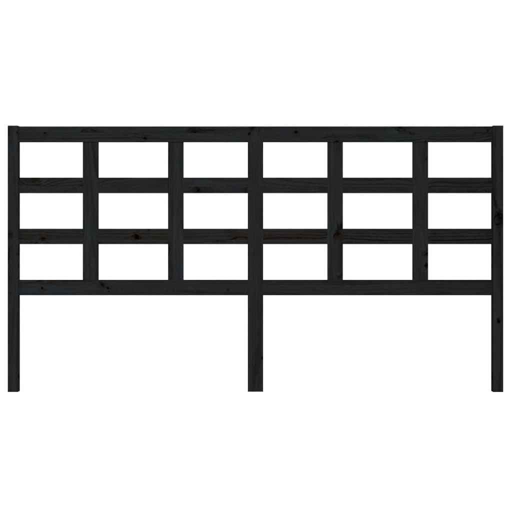 Testiera per Letto Nera 185,5x4x100cm in Legno Massello di Pino