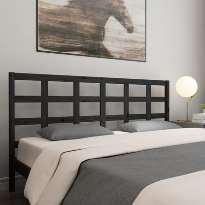 Testiera per Letto Nera 185,5x4x100cm in Legno Massello di Pino