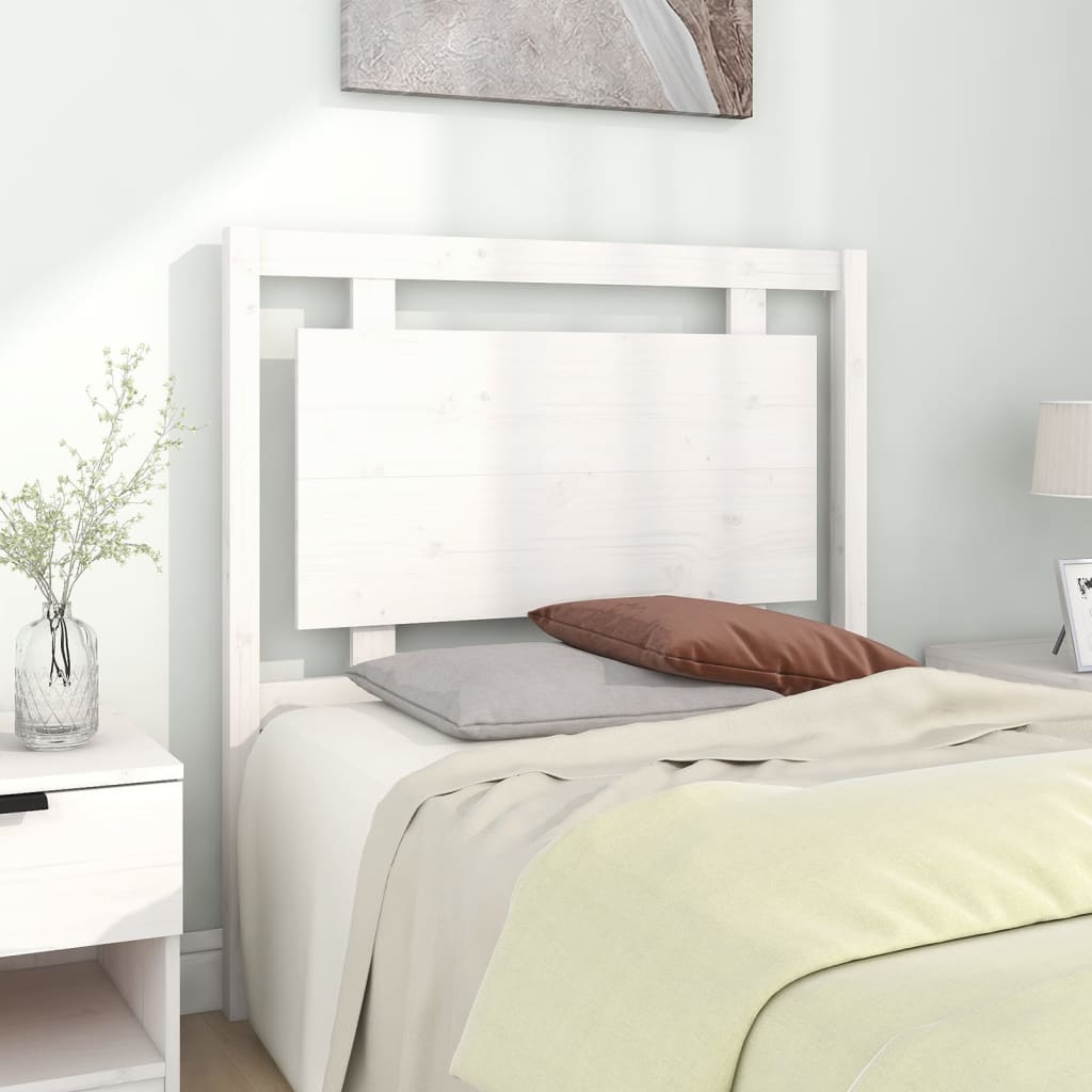 Testiera per Letto Bianca 95,5x4x100 cm Legno Massello di Pino