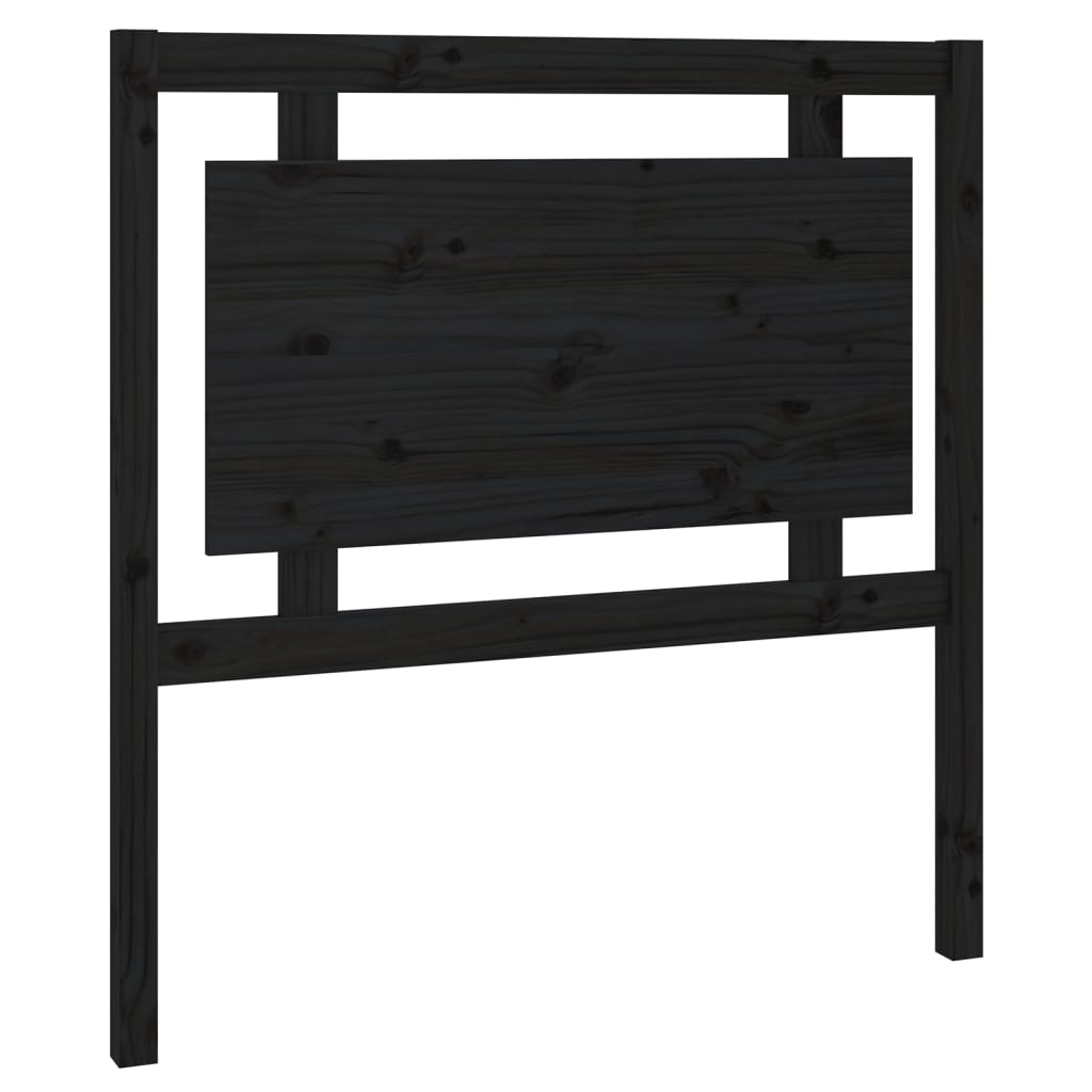 Testiera per Letto Nera 95,5x4x100 cm in Legno Massello di Pino