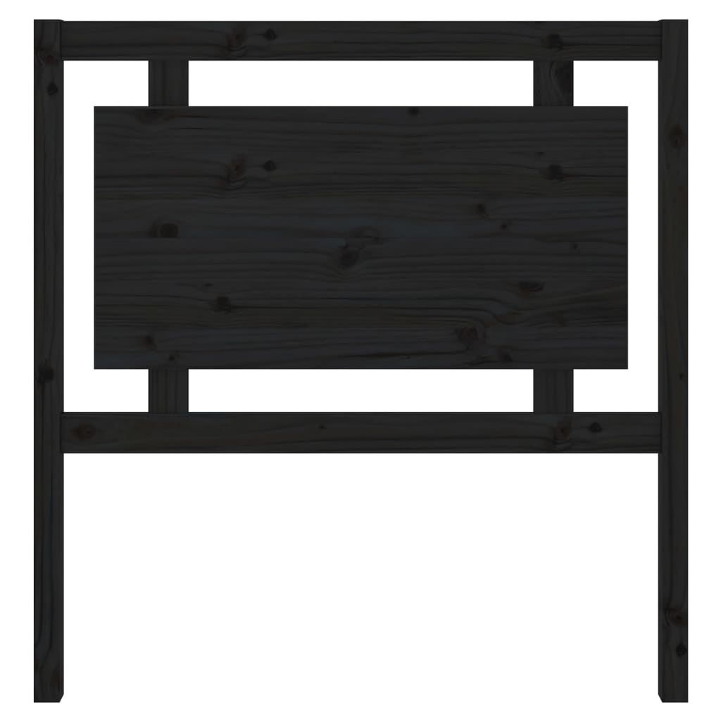 Testiera per Letto Nera 95,5x4x100 cm in Legno Massello di Pino