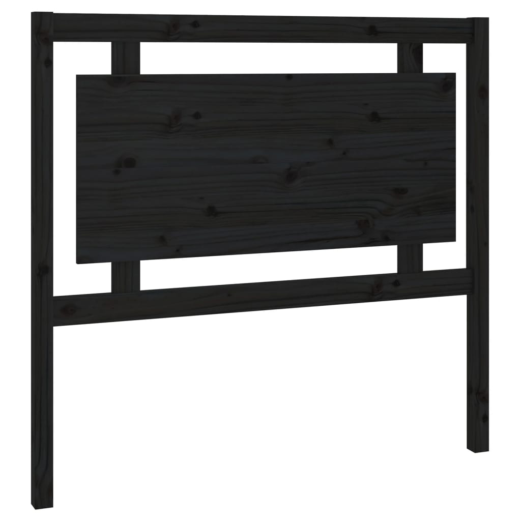 Testiera per Letto Nera 105,5x4x100cm in Legno Massello di Pino