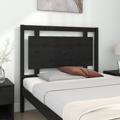 Testiera per Letto Nera 105,5x4x100cm in Legno Massello di Pino