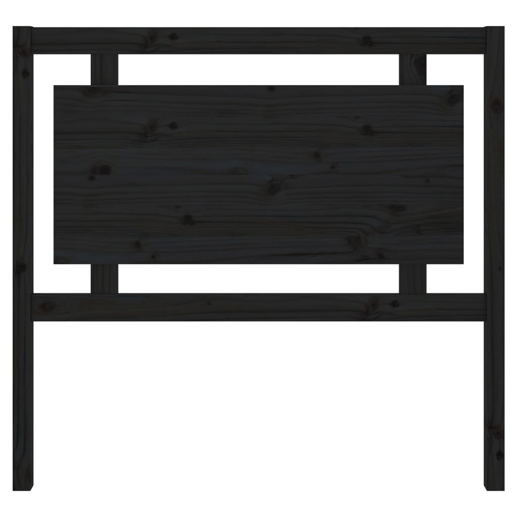 Testiera per Letto Nera 105,5x4x100cm in Legno Massello di Pino