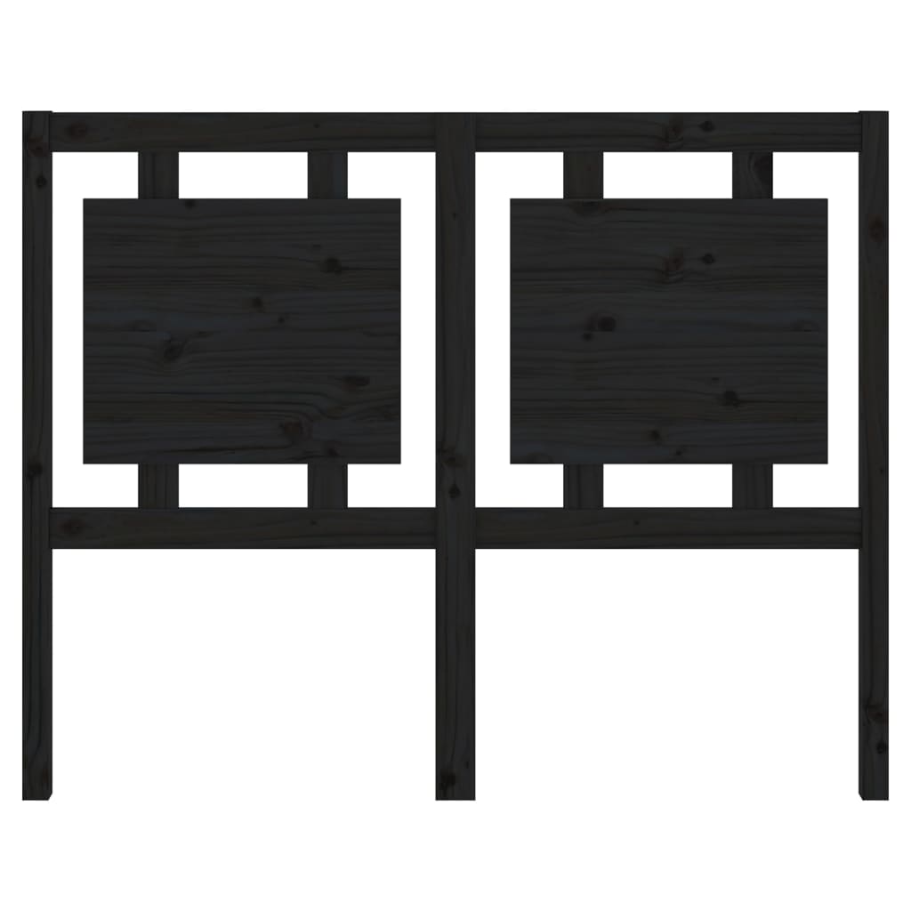 Testiera per Letto Nera 125,5x4x100cm in Legno Massello di Pino