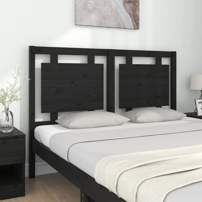 Testiera per Letto Nera 140,5x4x100cm in Legno Massello di Pino