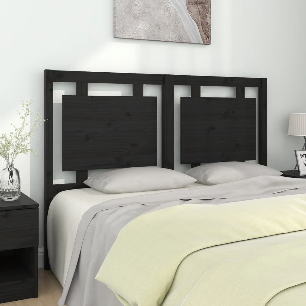 Testiera per Letto Nera 140,5x4x100cm in Legno Massello di Pino