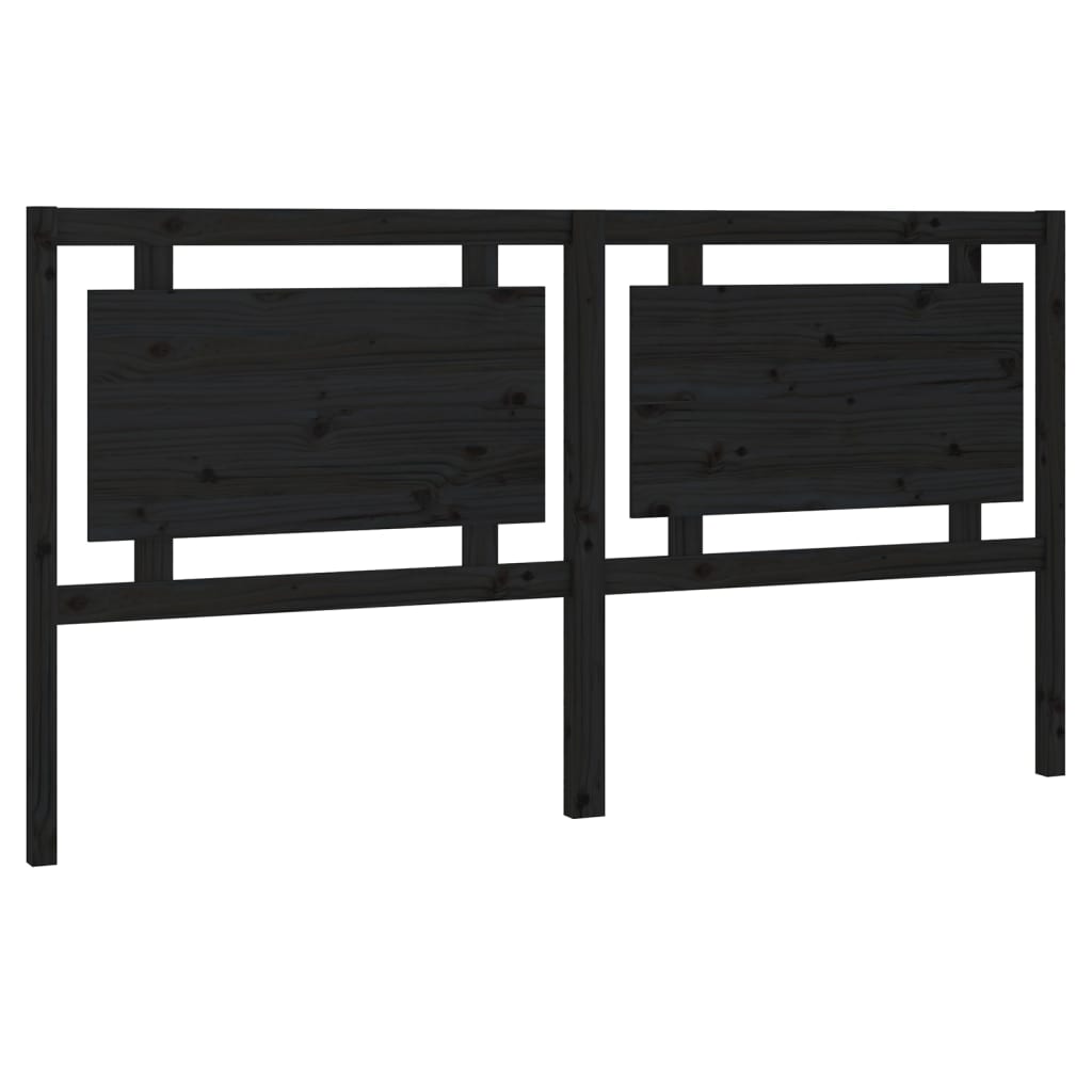 Testiera per Letto Nera 185,5x4x100cm in Legno Massello di Pino