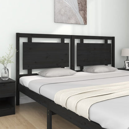 Testiera per Letto Nera 185,5x4x100cm in Legno Massello di Pino