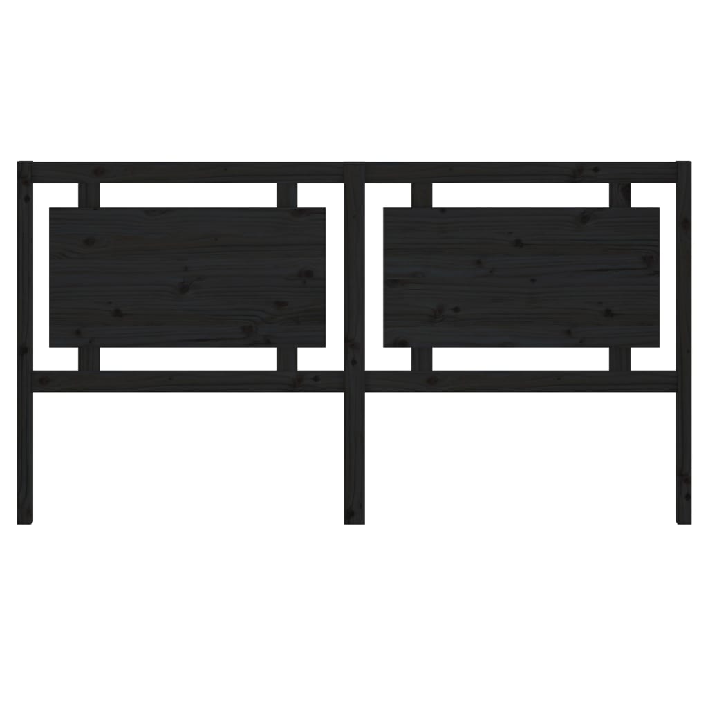 Testiera per Letto Nera 185,5x4x100cm in Legno Massello di Pino