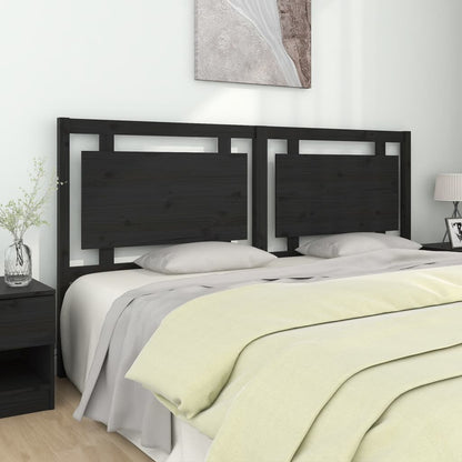 Testiera per Letto Nera 185,5x4x100cm in Legno Massello di Pino