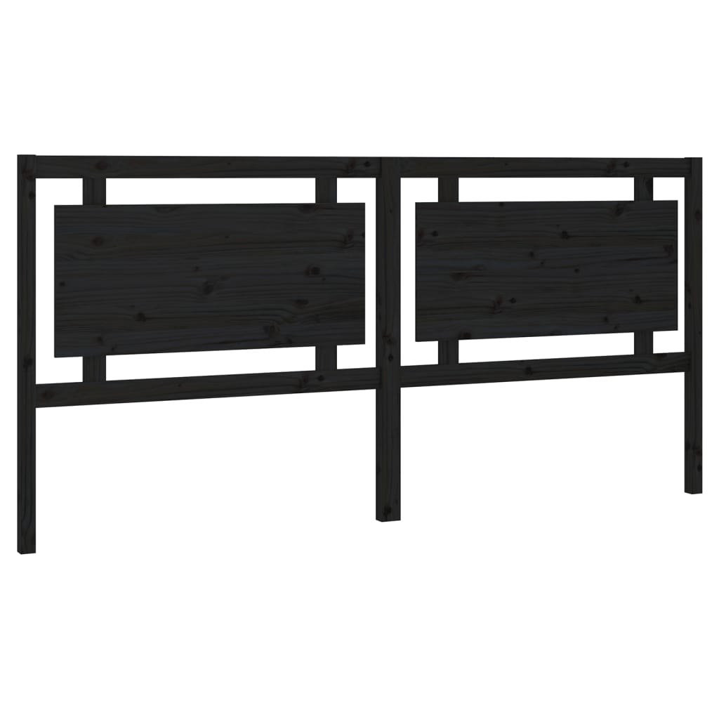 Testiera per Letto Nera 205,5x4x100cm in Legno Massello di Pino