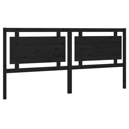 Testiera per Letto Nera 205,5x4x100cm in Legno Massello di Pino