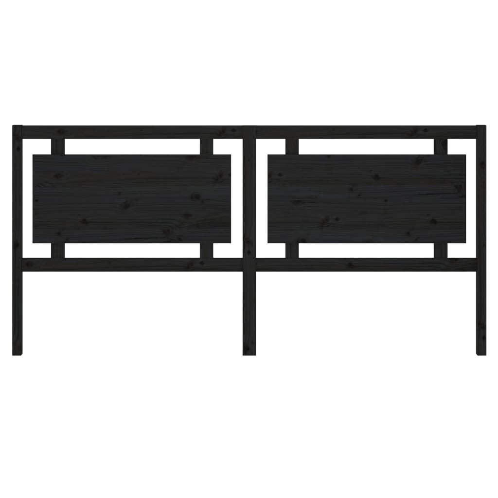 Testiera per Letto Nera 205,5x4x100cm in Legno Massello di Pino