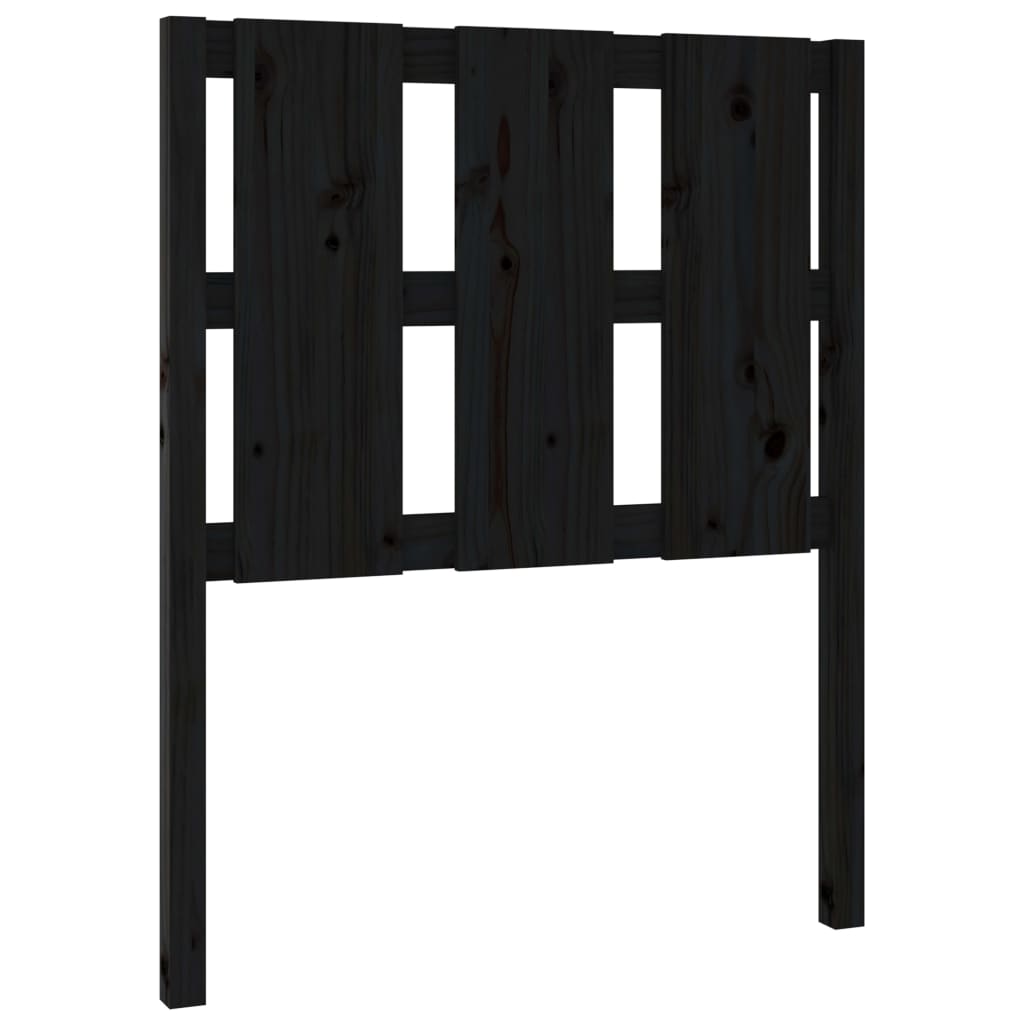 Testiera per Letto Nera 80,5x4x100 cm in Legno Massello di Pino