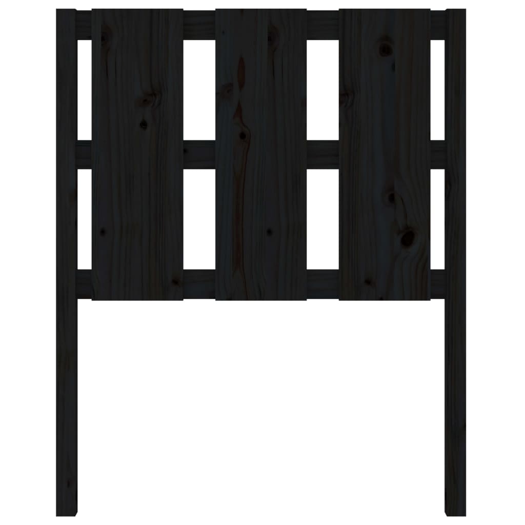 Testiera per Letto Nera 80,5x4x100 cm in Legno Massello di Pino