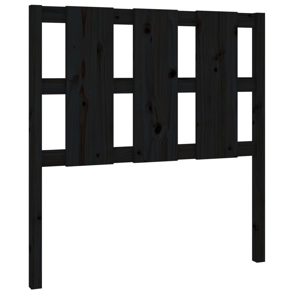 Testiera per Letto Nera 95,5x4x100 cm in Legno Massello di Pino