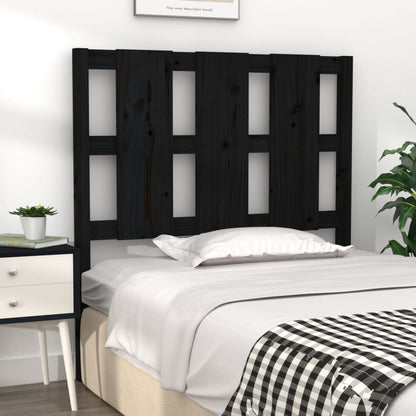 Testiera per Letto Nera 95,5x4x100 cm in Legno Massello di Pino