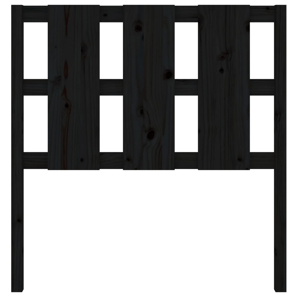 Testiera per Letto Nera 95,5x4x100 cm in Legno Massello di Pino