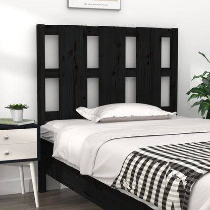 Testiera per Letto Nera 95,5x4x100 cm in Legno Massello di Pino