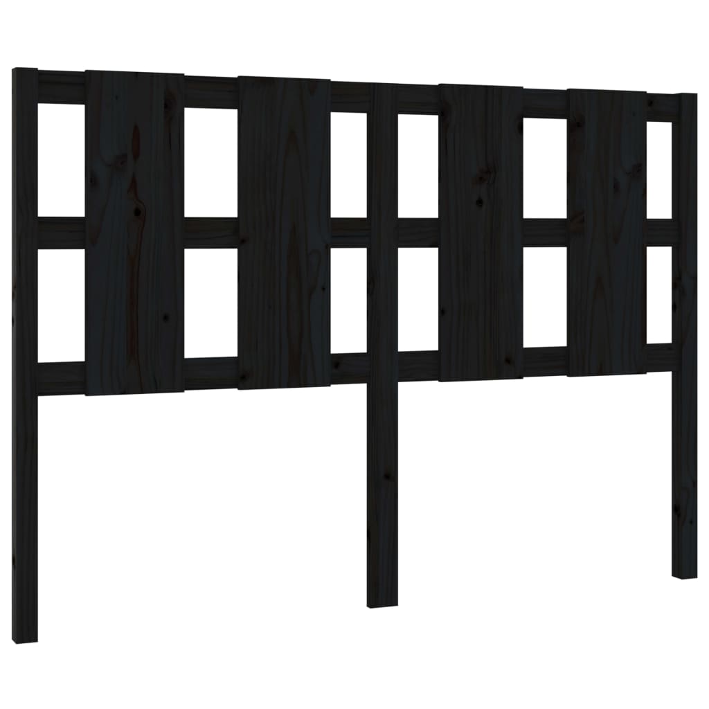 Testiera per Letto Nera 140,5x4x100cm in Legno Massello di Pino