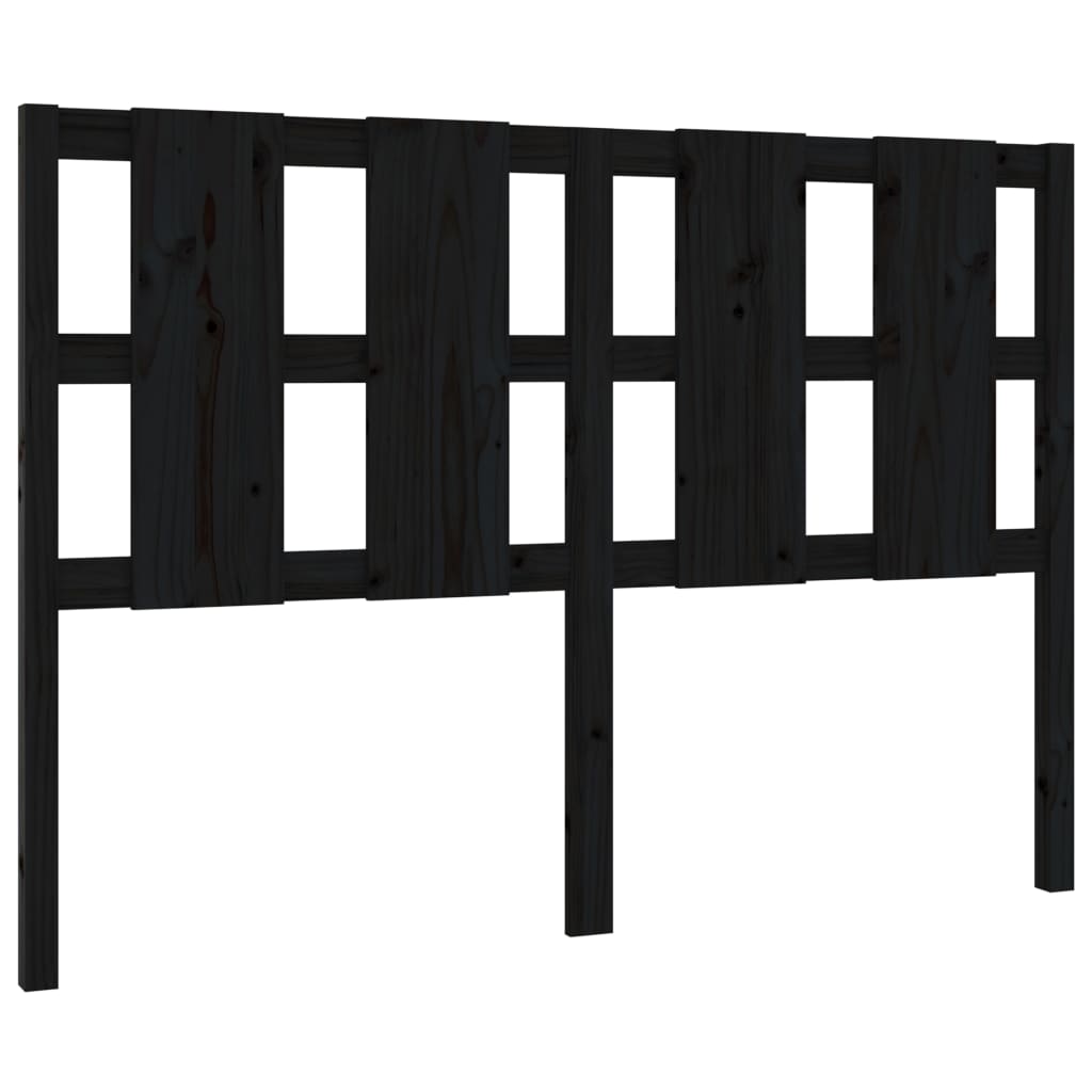 Testiera per Letto Nera 145,5x4x100cm in Legno Massello di Pino