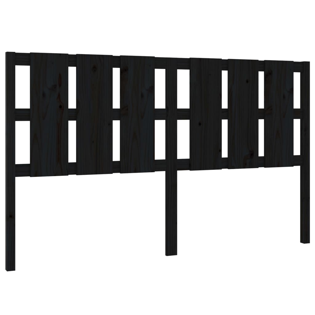 Testiera per Letto Nera 165,5x4x100cm in Legno Massello di Pino